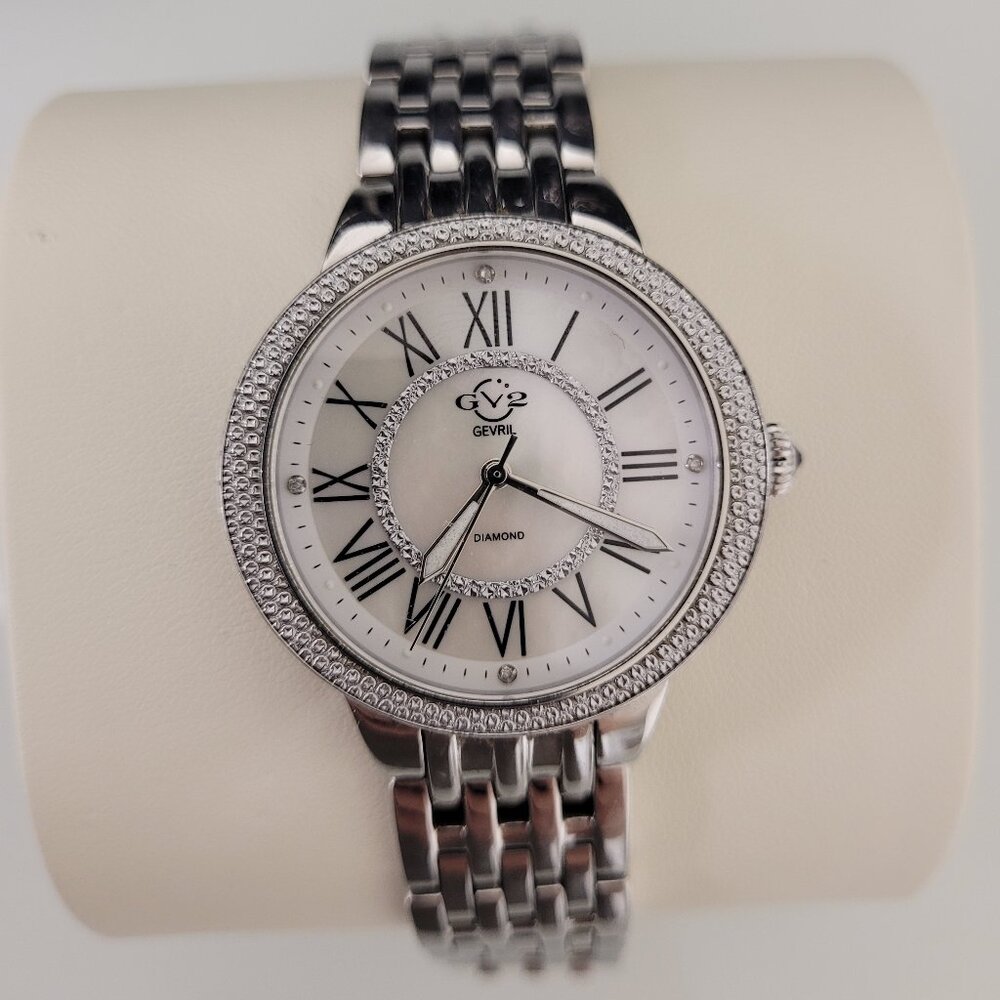 GV2 by Gevril Astor II Stainless Steel, Mother-Of-Pearl & Diamond Bracelet Watch